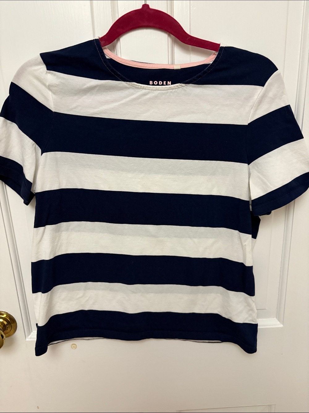 Boden Navy & White Striped Short Sleeve Tee size 6